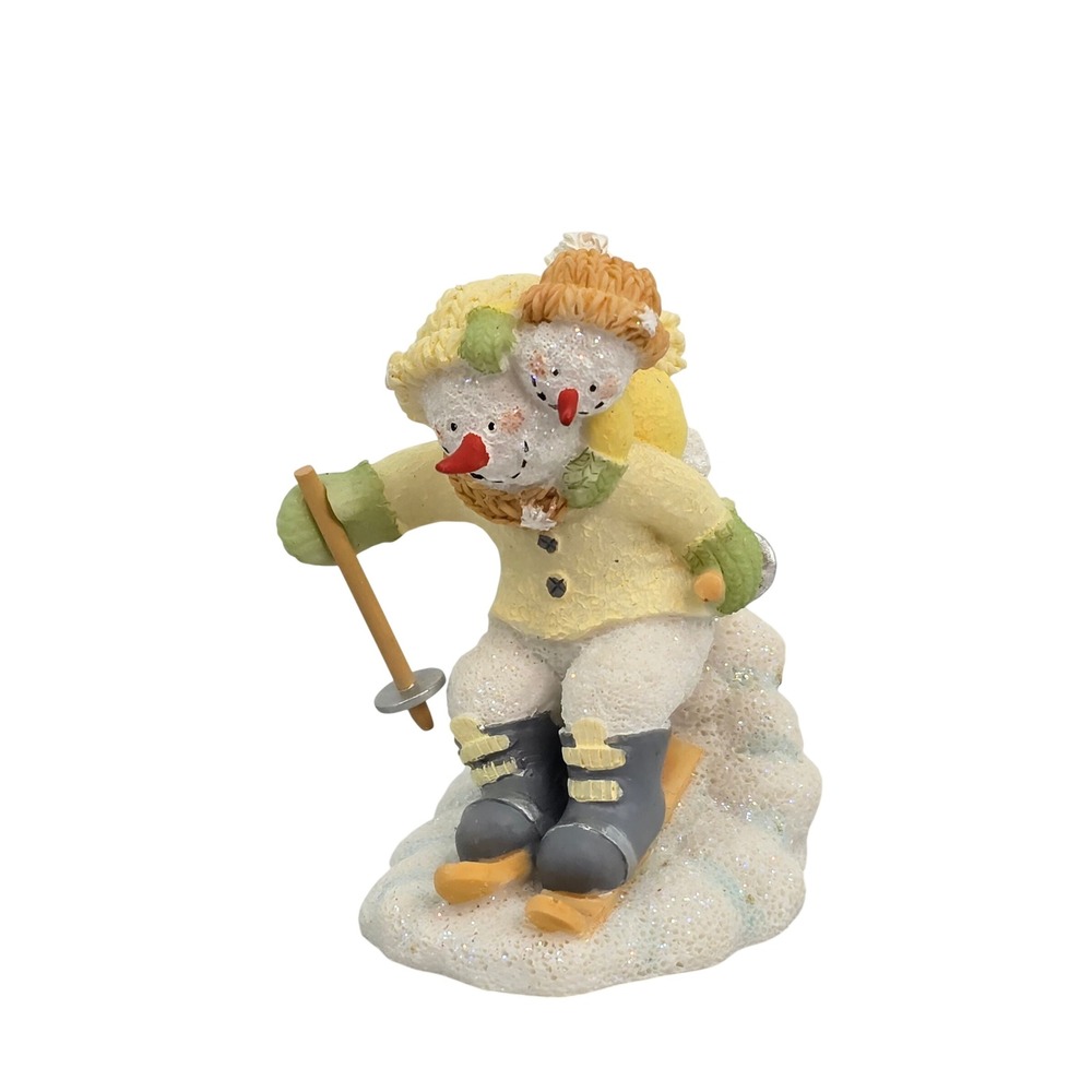 Russ Berrie Ice Sculptures Dashing Through The Snow Skiing Snowmen Figurine